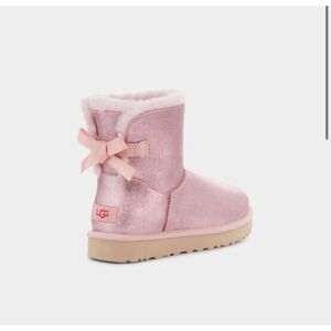 UGG MINI BAILEY BOW GLISTEN - PCD - Pink Cloud Size 6 NWB